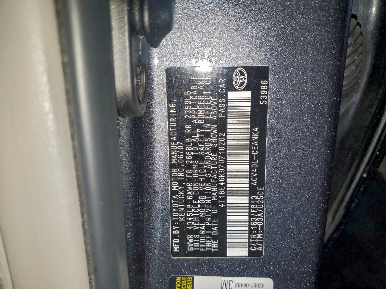 2007 TOYOTA CAMRY CE photo 23