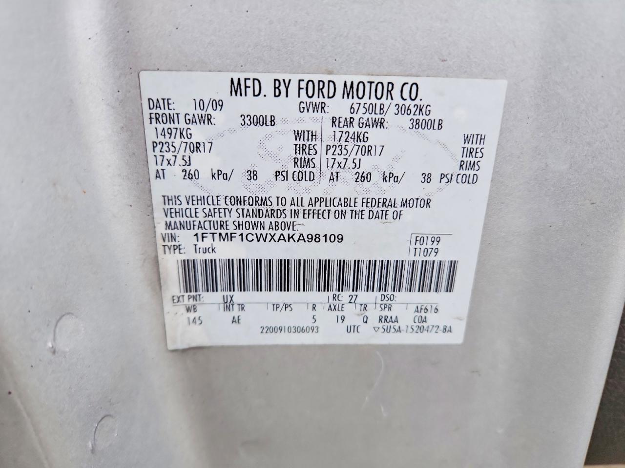 2010 FORD F150 photo 12