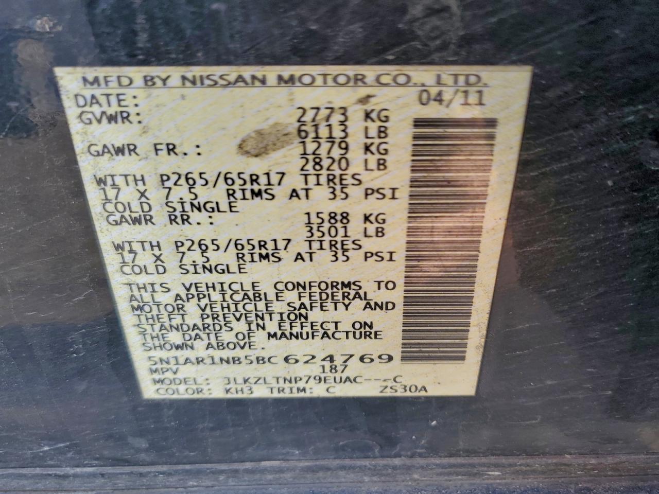 2011 NISSAN PATHFINDER S photo 14