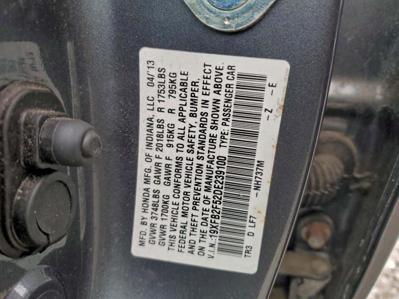 2013 HONDA CIVIC LX photo 13