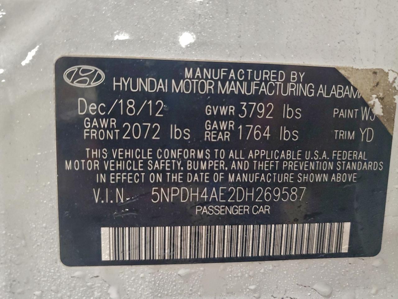 2013 HYUNDAI ELANTRA GLS photo 12
