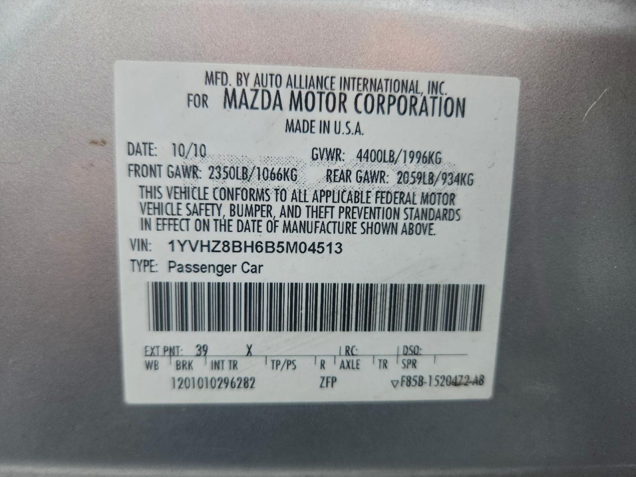 2011 MAZDA 6 I photo 12
