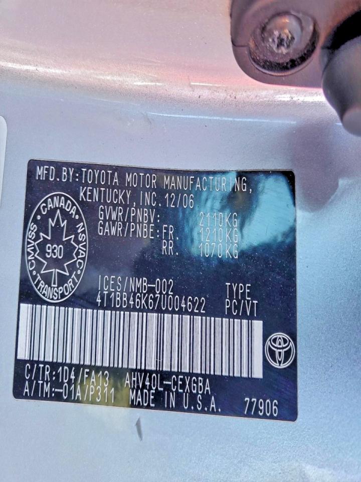 2007 TOYOTA CAMRY HYBRID photo 12