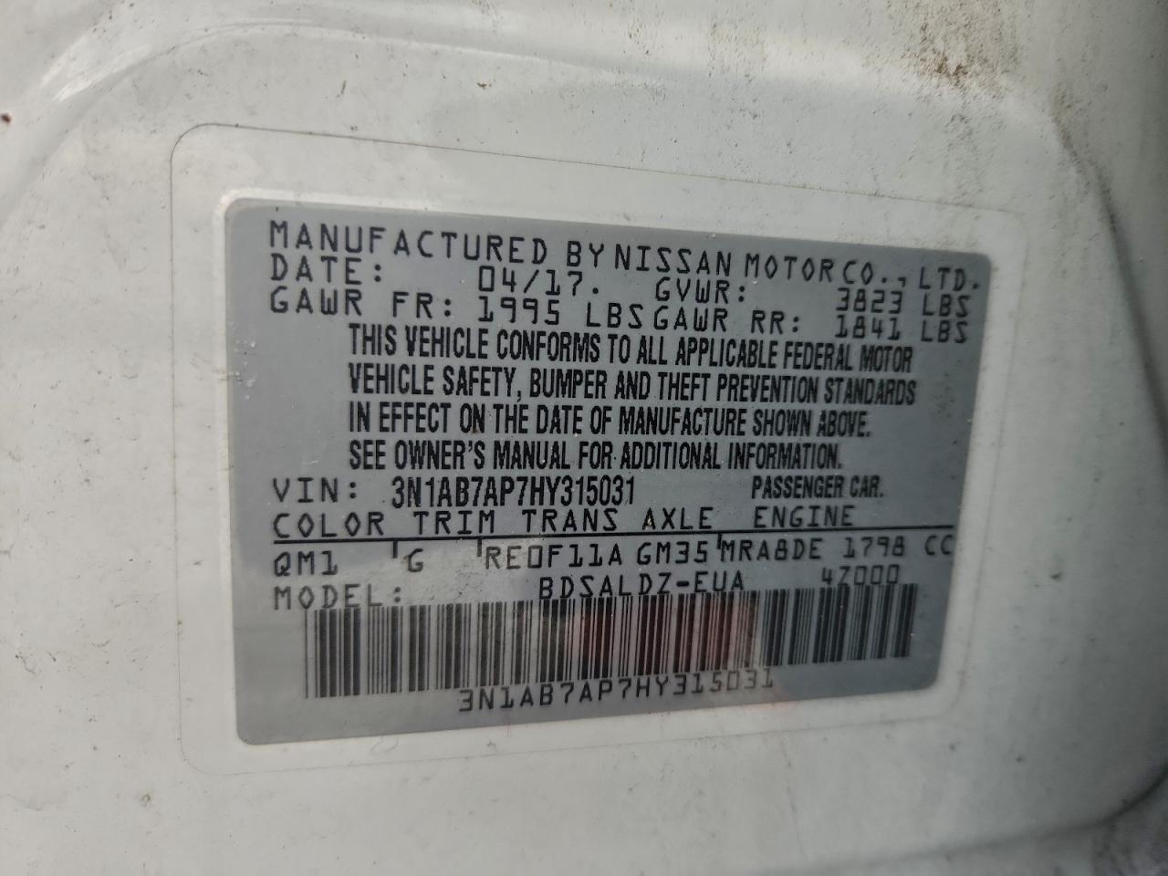 2017 NISSAN SENTRA S photo 23