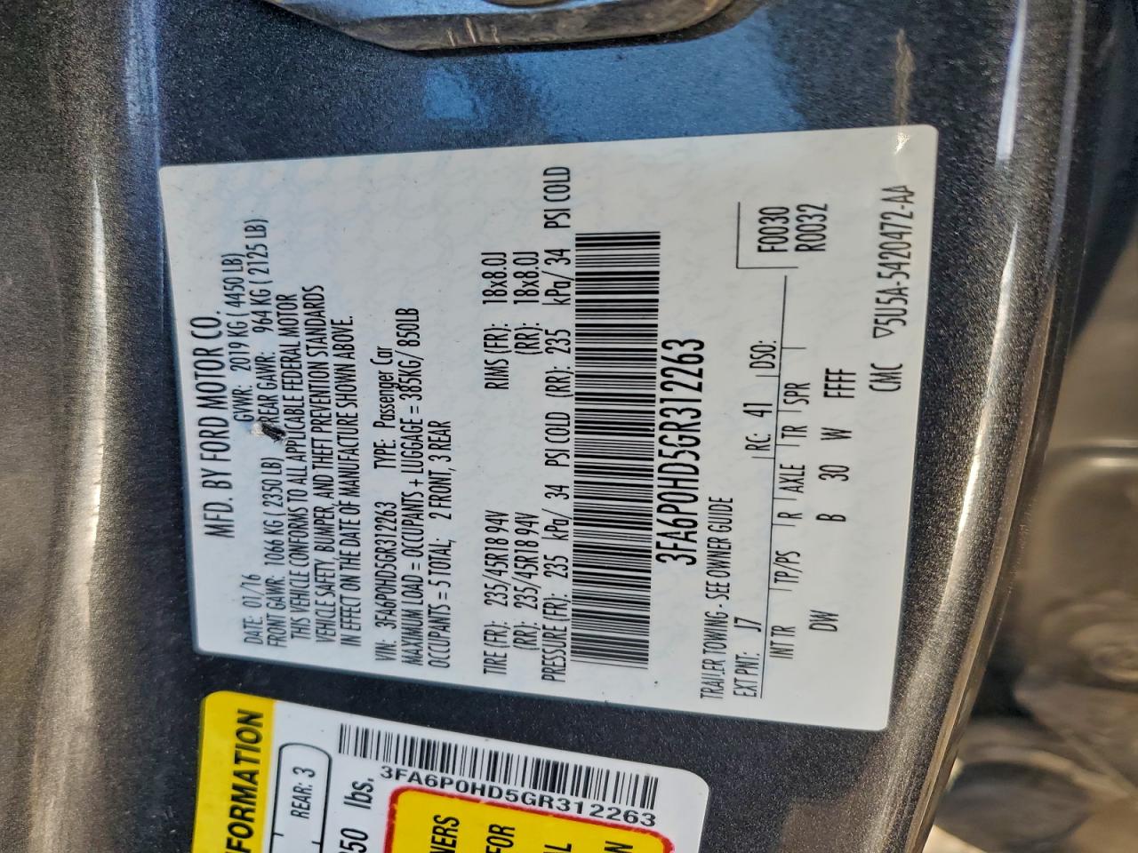 2016 FORD FUSION SE photo 23
