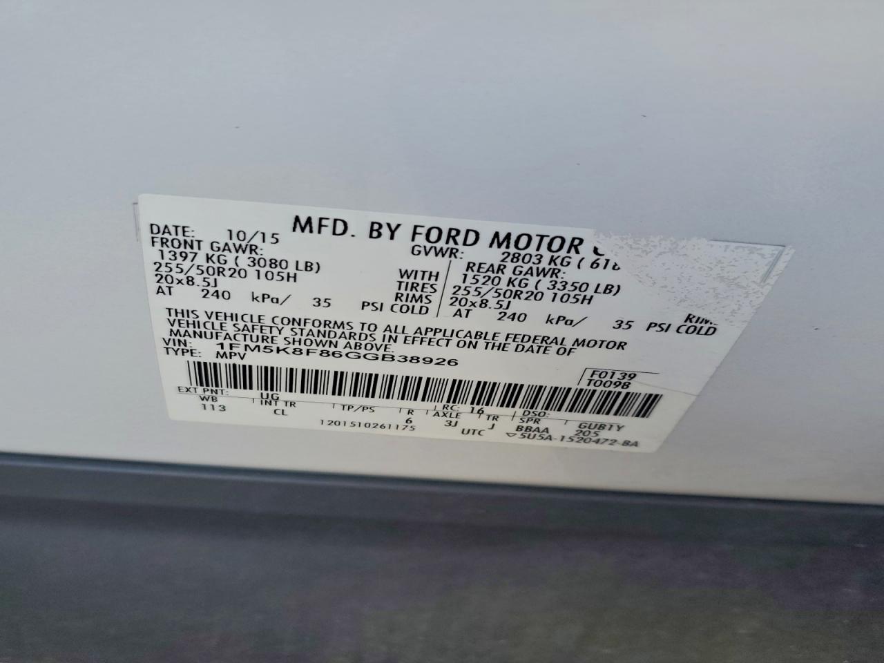 2016 FORD EXPLORER LIMITED photo 14