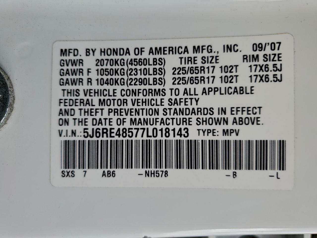 2007 HONDA CR-V EX photo 13