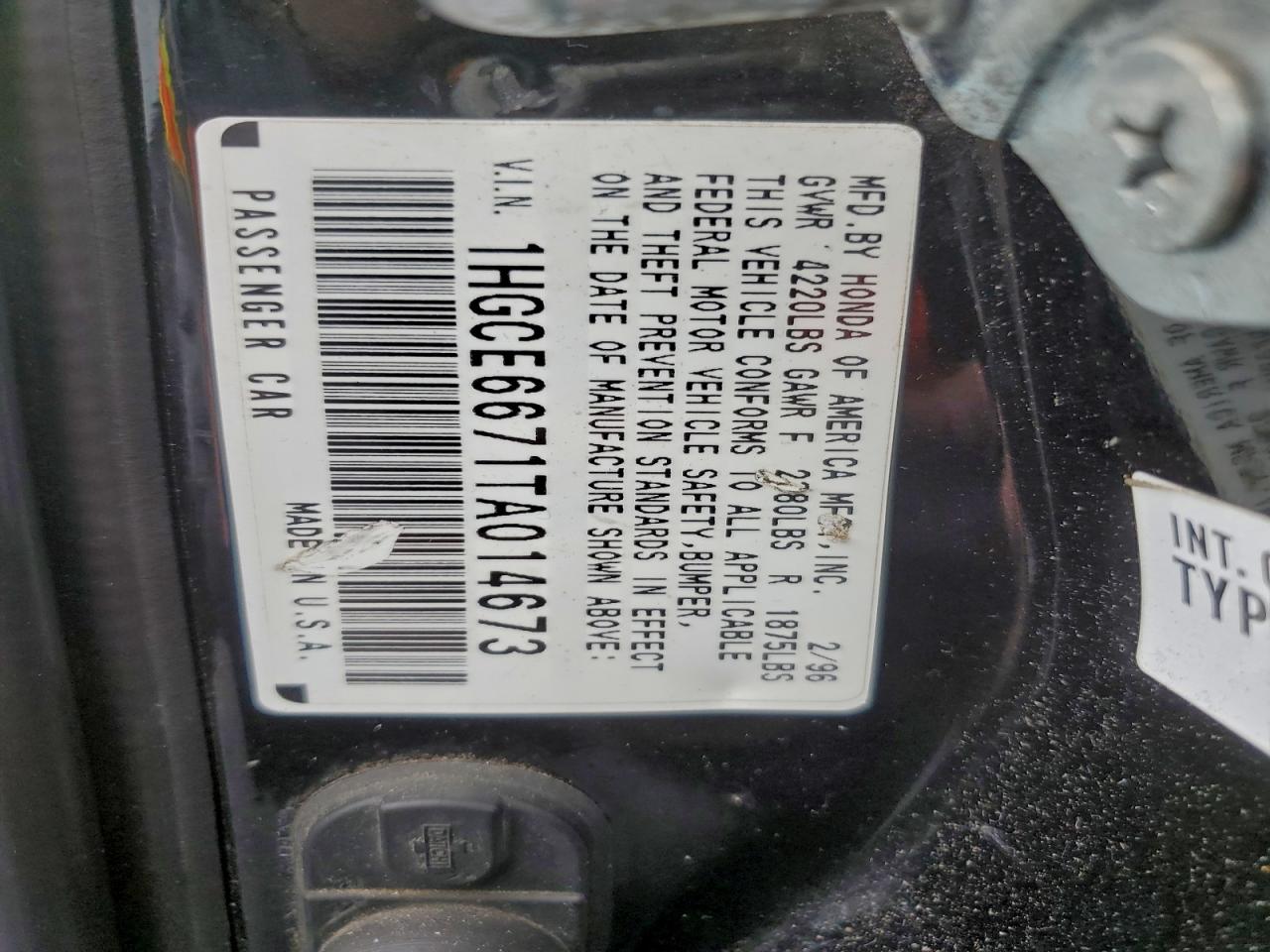 1996 HONDA ACCORD EX photo 12
