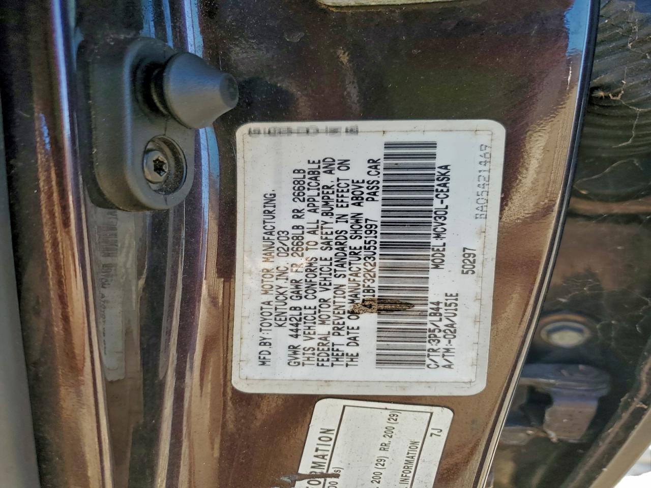 2003 TOYOTA CAMRY LE photo 12