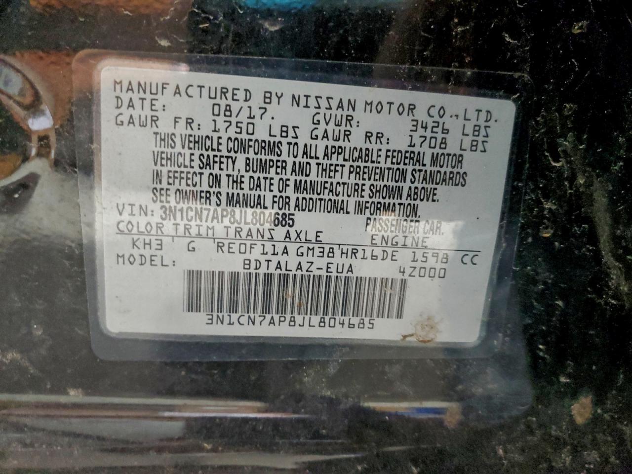 2018 NISSAN VERSA S photo 23
