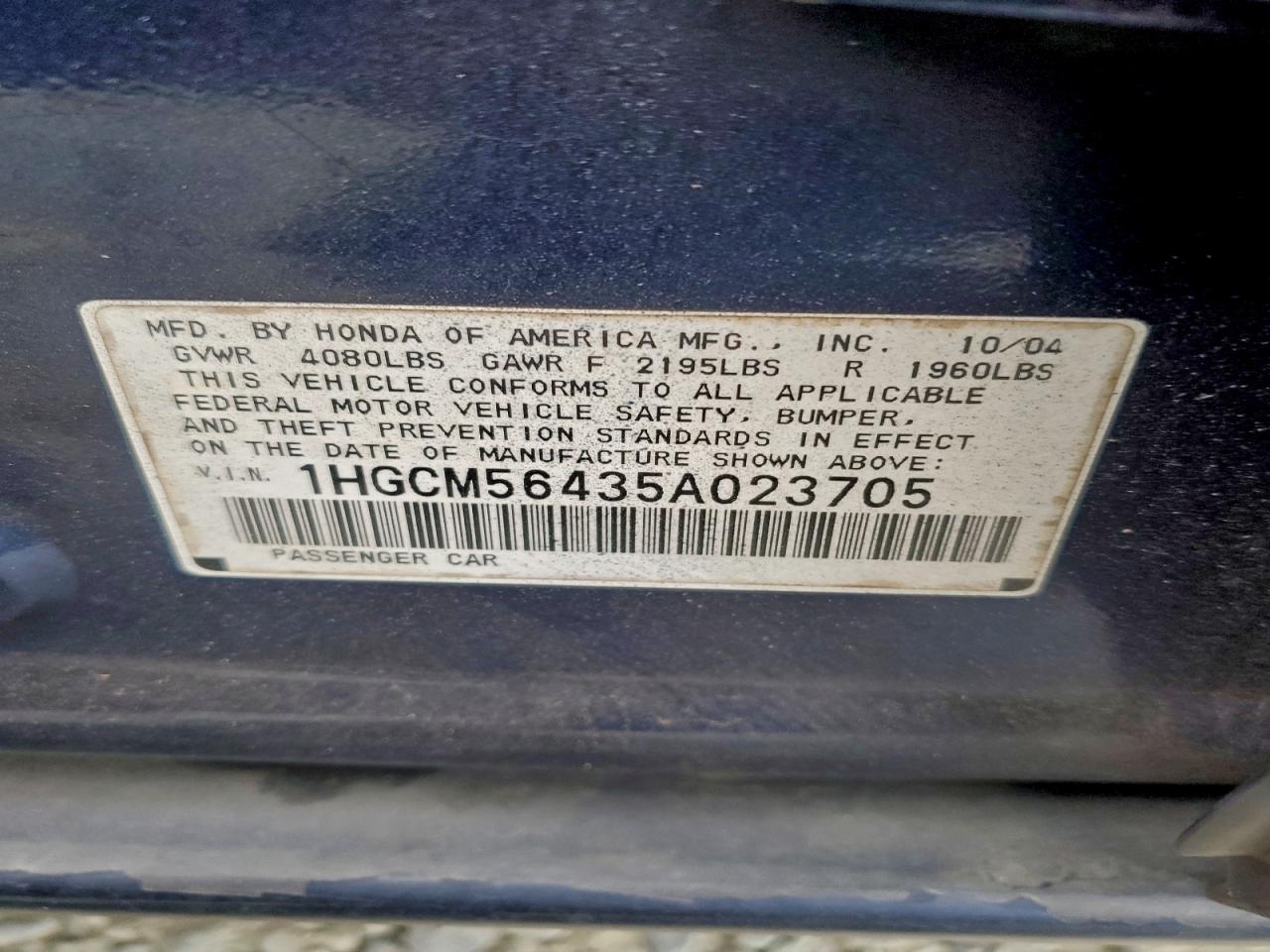 2005 HONDA ACCORD photo 25