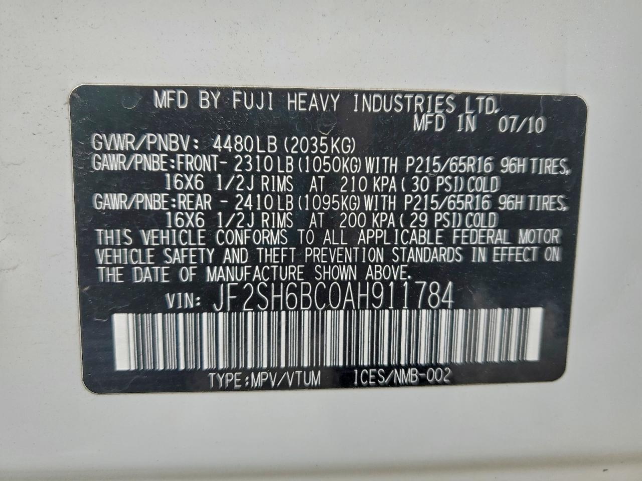 2010 SUBARU FORESTER XS photo 27