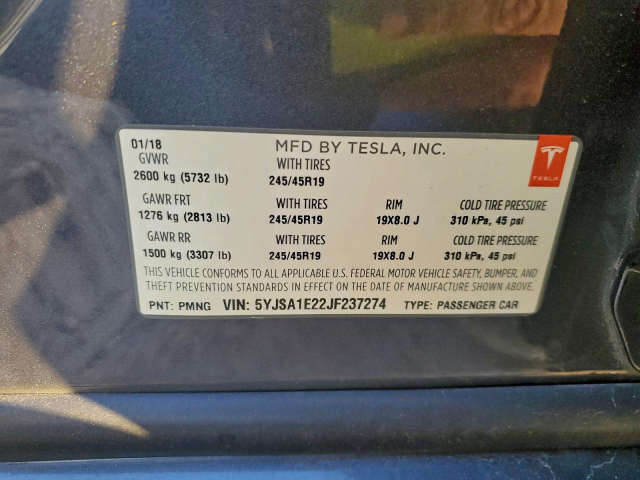 2018 TESLA MODEL S photo 14
