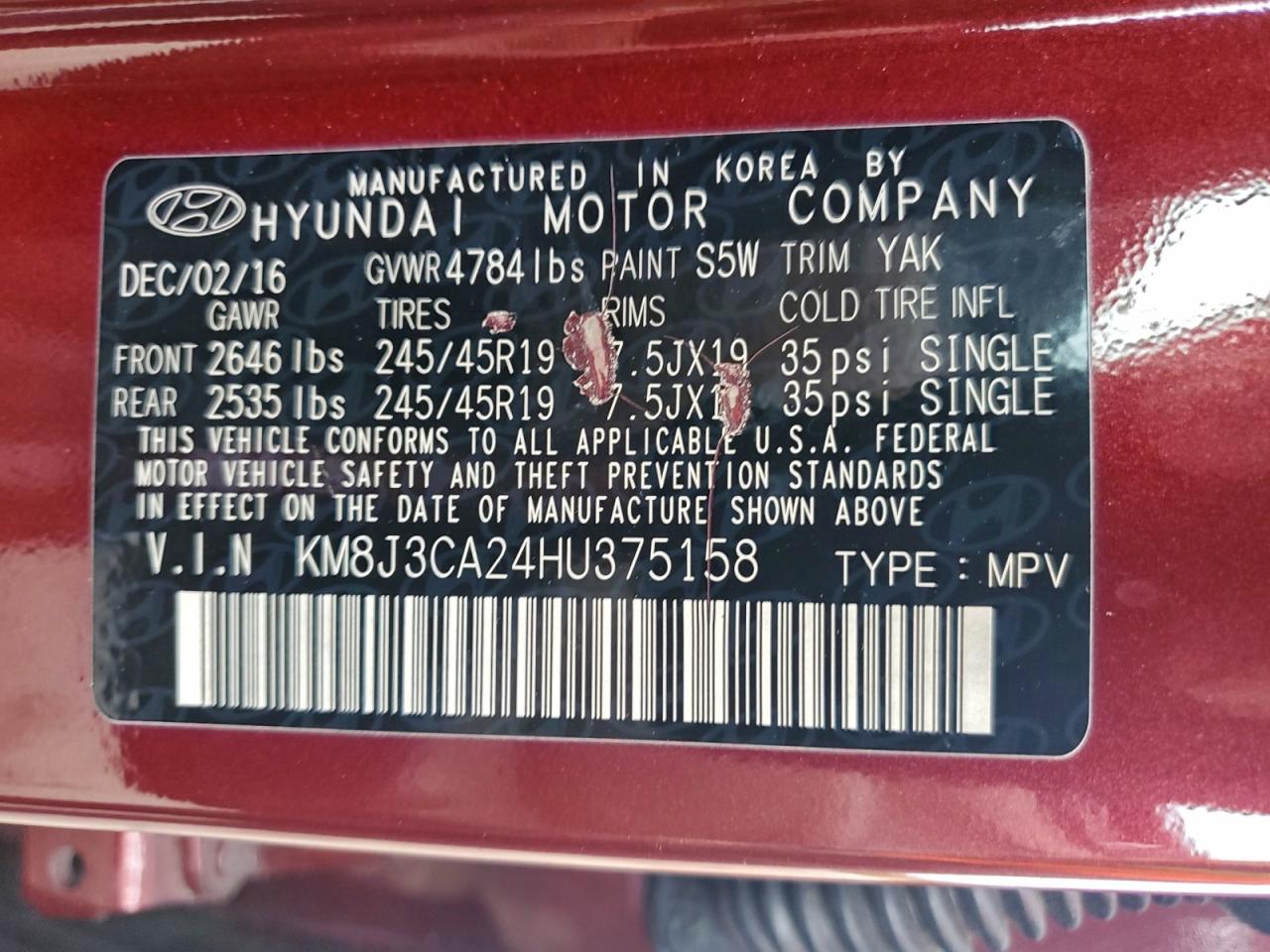 2017 HYUNDAI TUCSON LIMITED photo 13