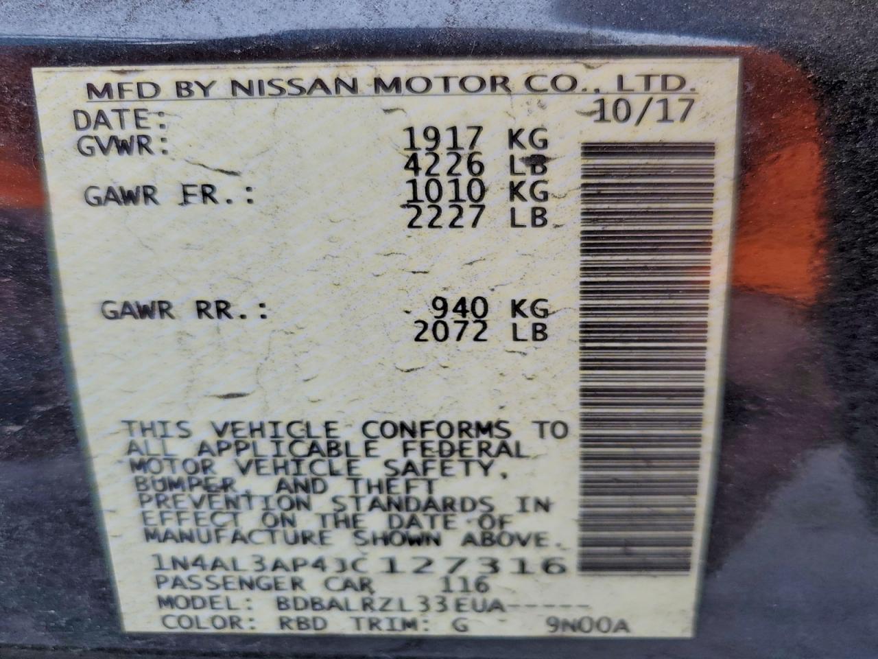 2018 NISSAN ALTIMA photo 13