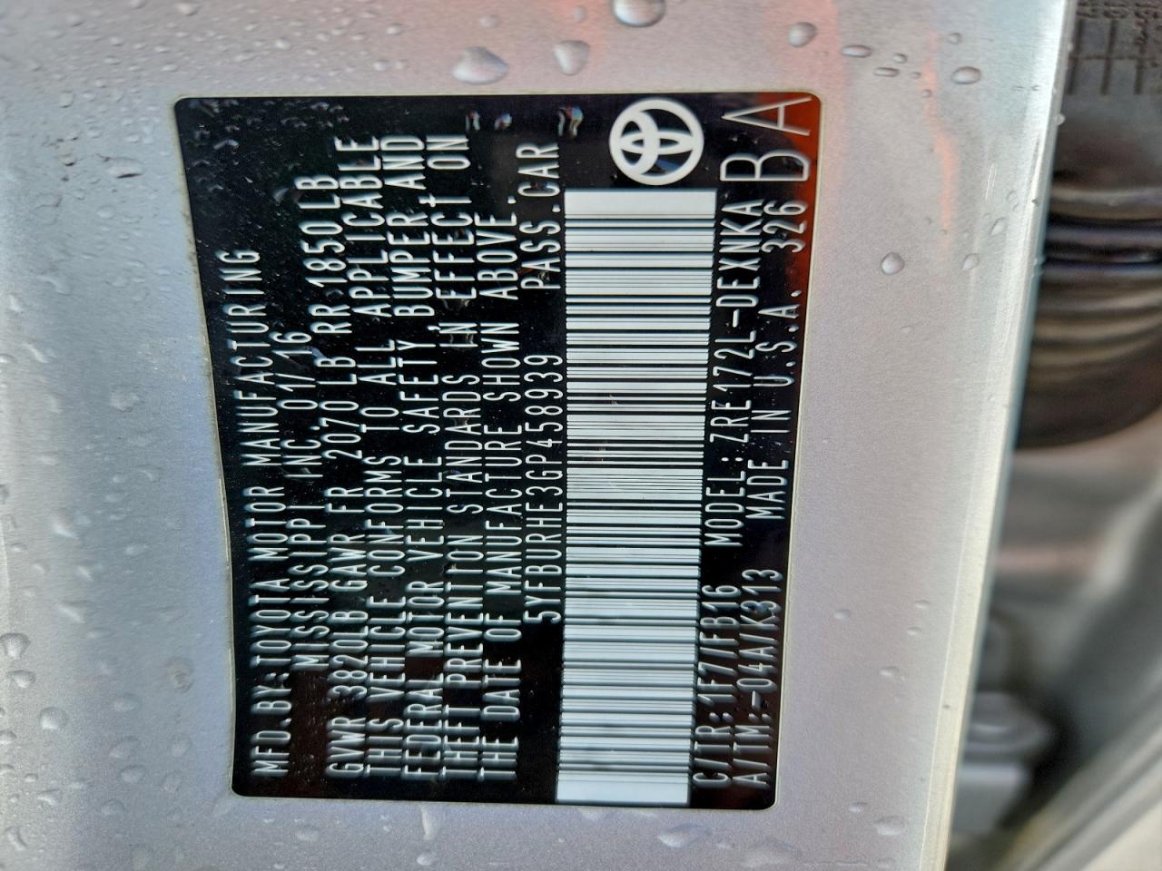 2016 TOYOTA COROLLA L photo 13