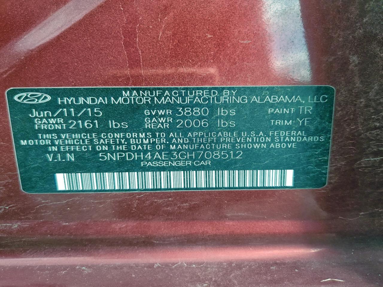 2016 HYUNDAI ELANTRA SE photo 12