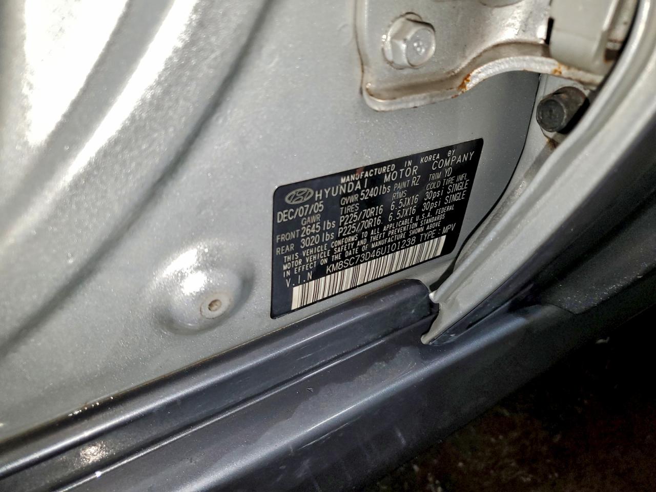 2006 HYUNDAI SANTA FE GLS photo 13