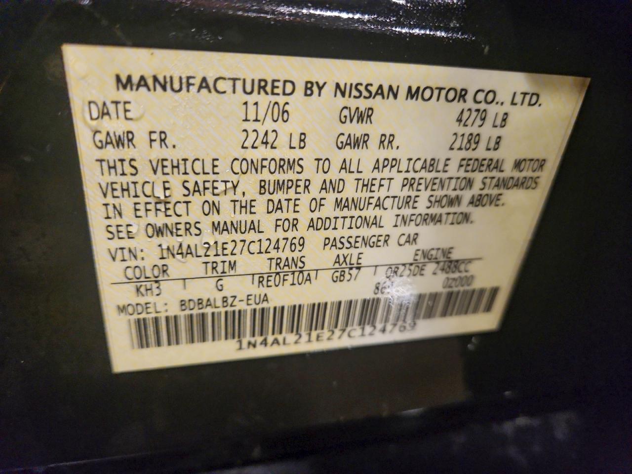 2007 NISSAN ALTIMA 2.5 photo 13