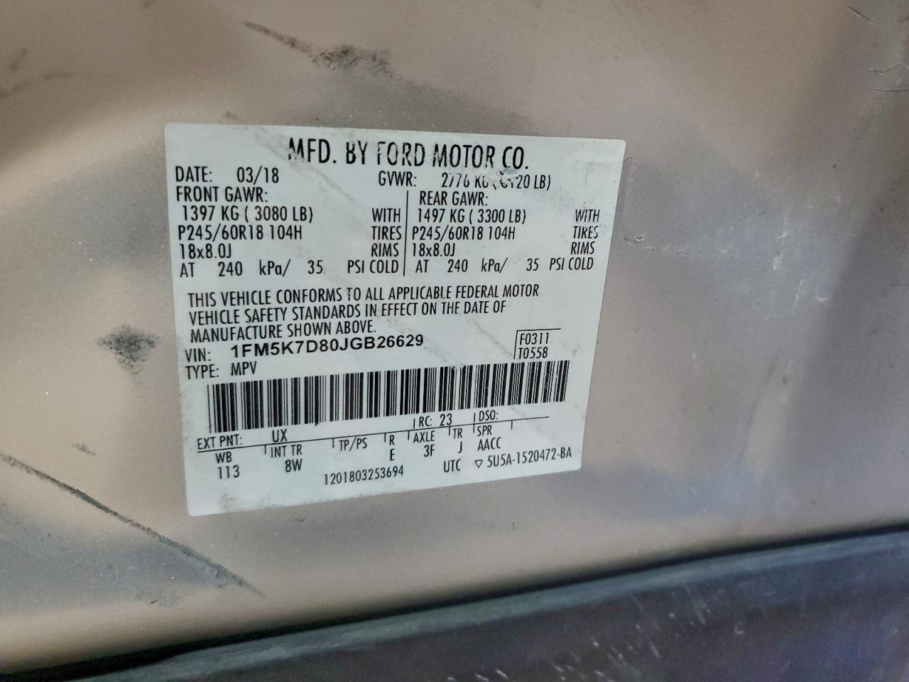 2018 FORD EXPLORER XLT photo 14