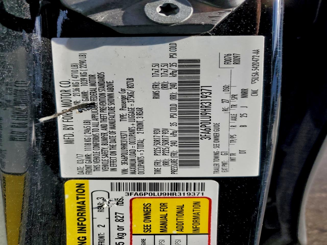 2017 FORD FUSION SE HYBRID photo 12