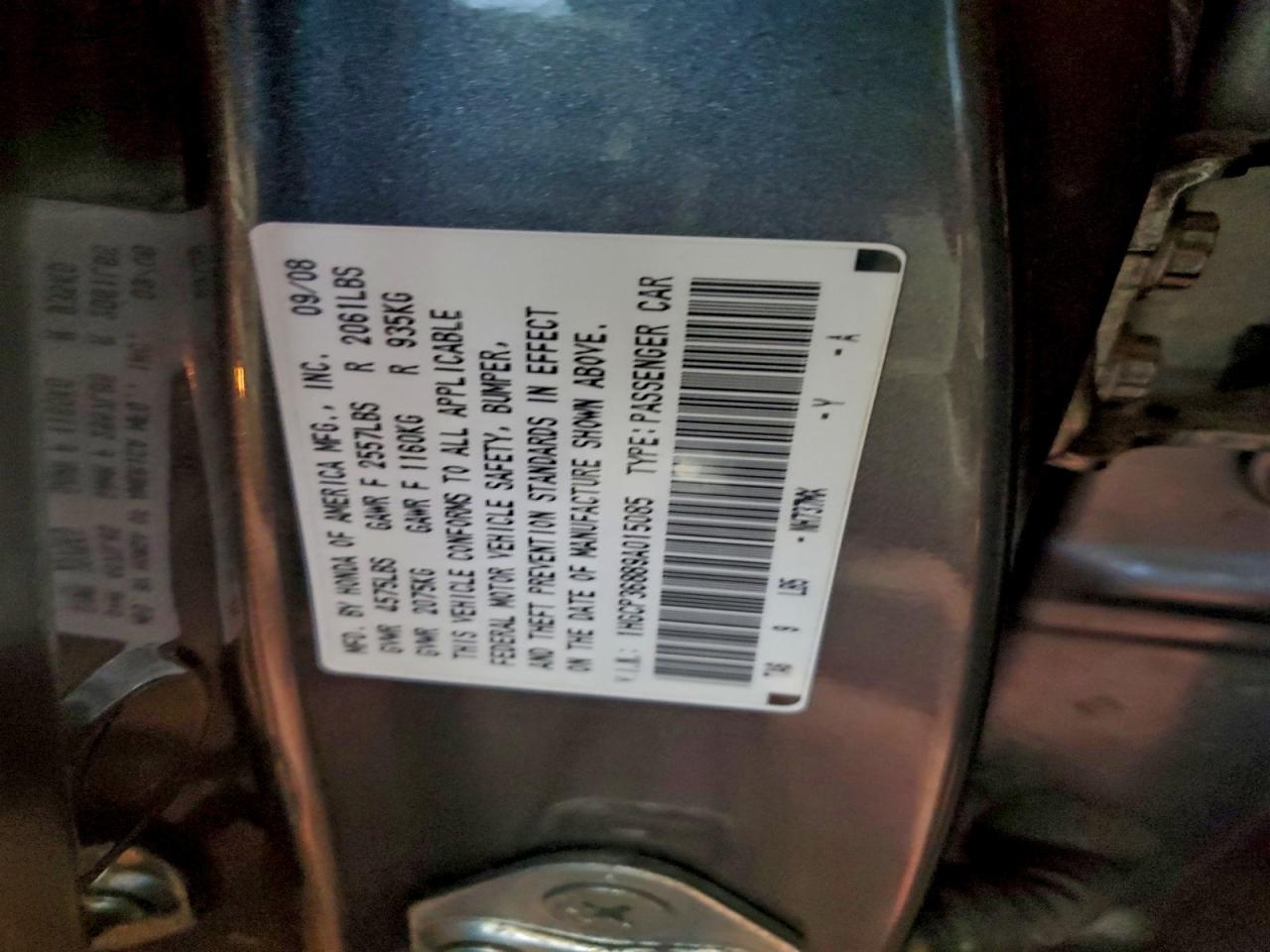 2009 HONDA ACCORD EXL photo 12