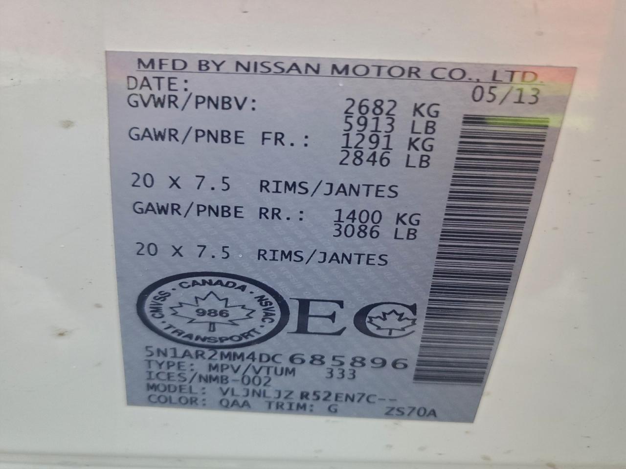 2013 NISSAN PATHFINDER S photo 12