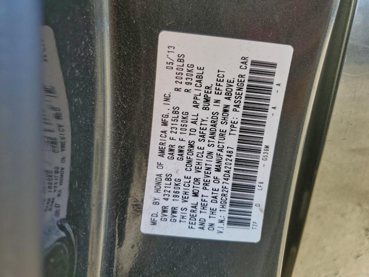 2013 HONDA ACCORD EX photo 12