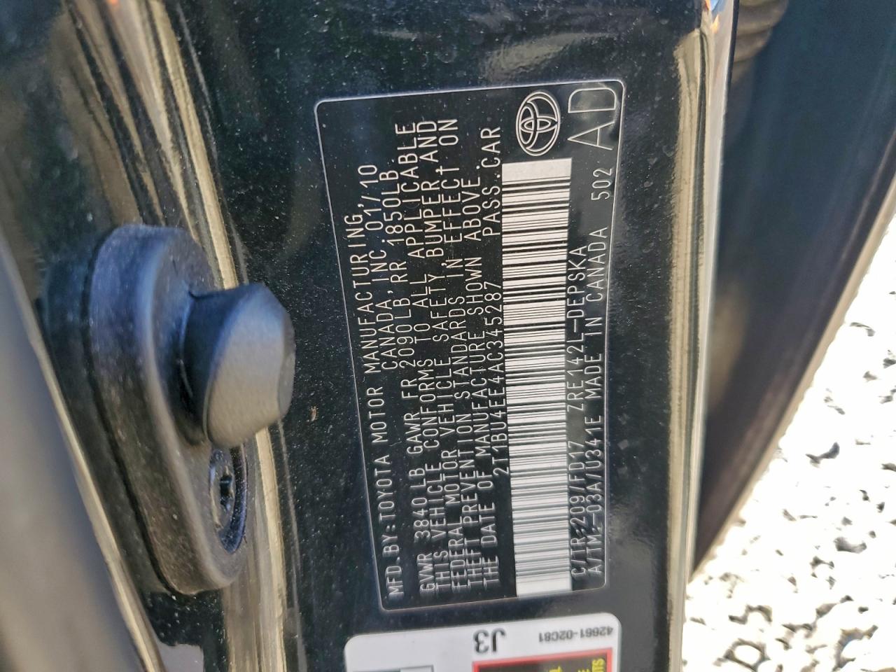 2010 TOYOTA COROLLA BASE photo 12