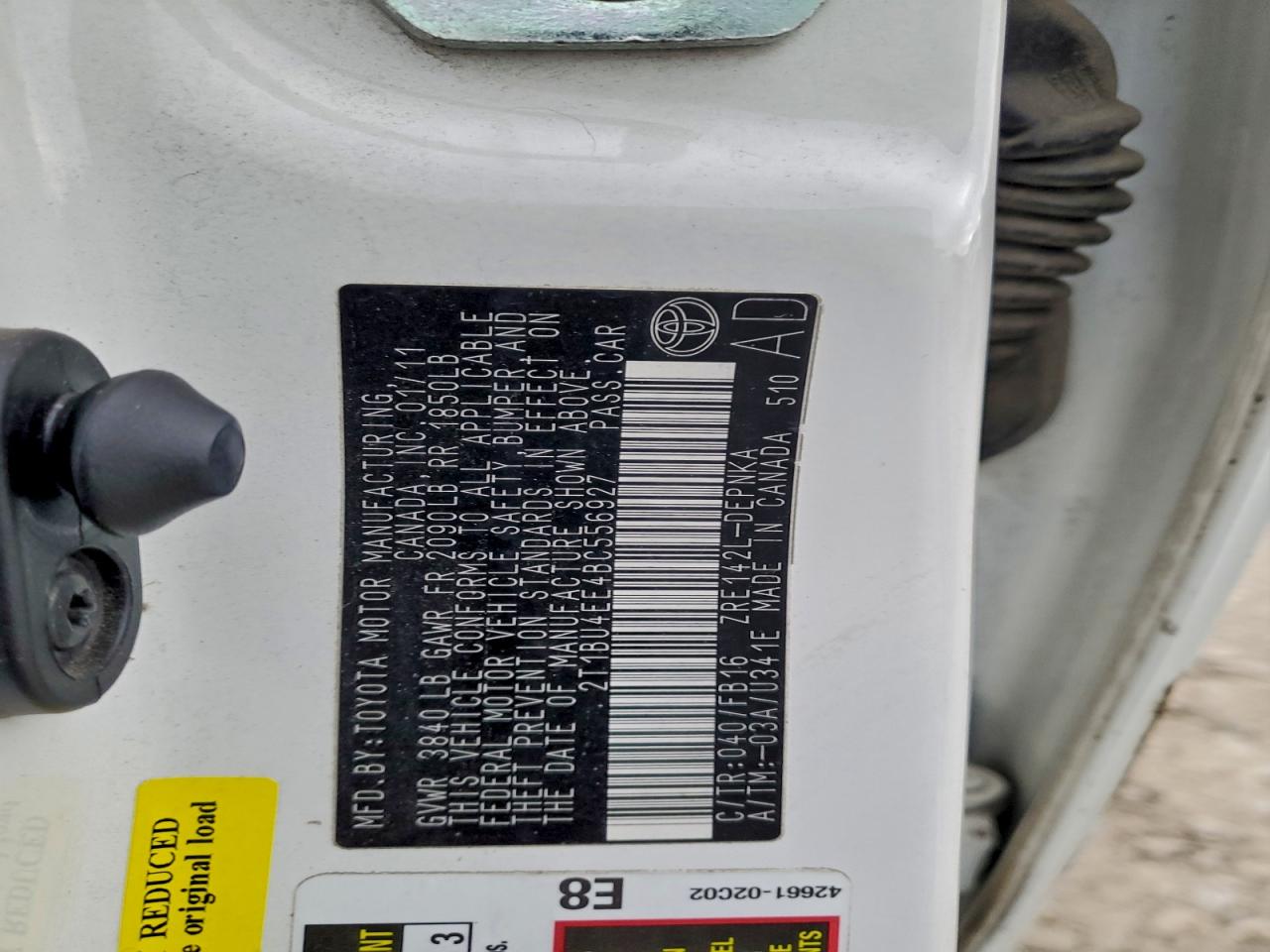 2011 TOYOTA COROLLA BASE photo 12