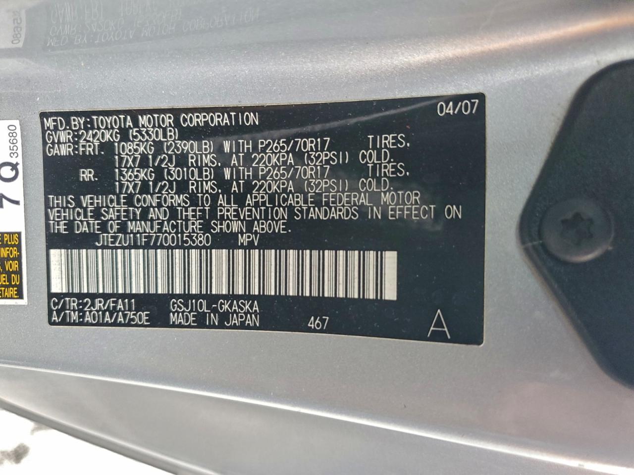 2007 TOYOTA FJ CRUISER photo 12