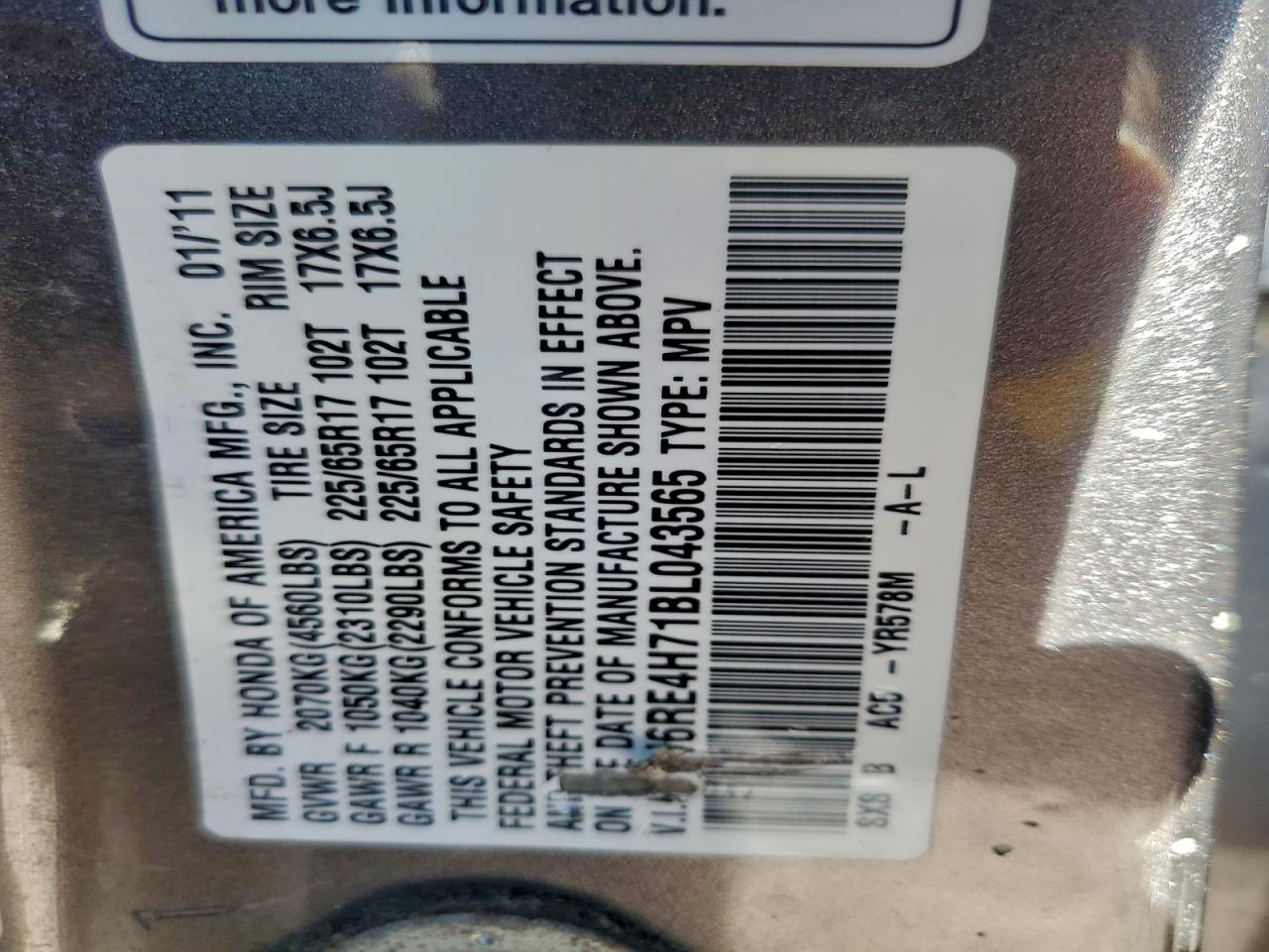 2011 HONDA CR-V EXL photo 13