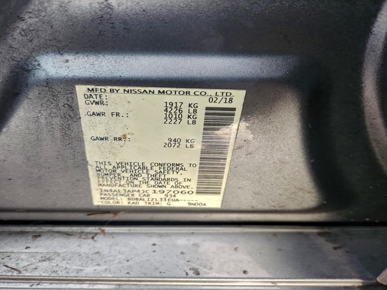 2018 NISSAN ALTIMA 2.5 photo 12