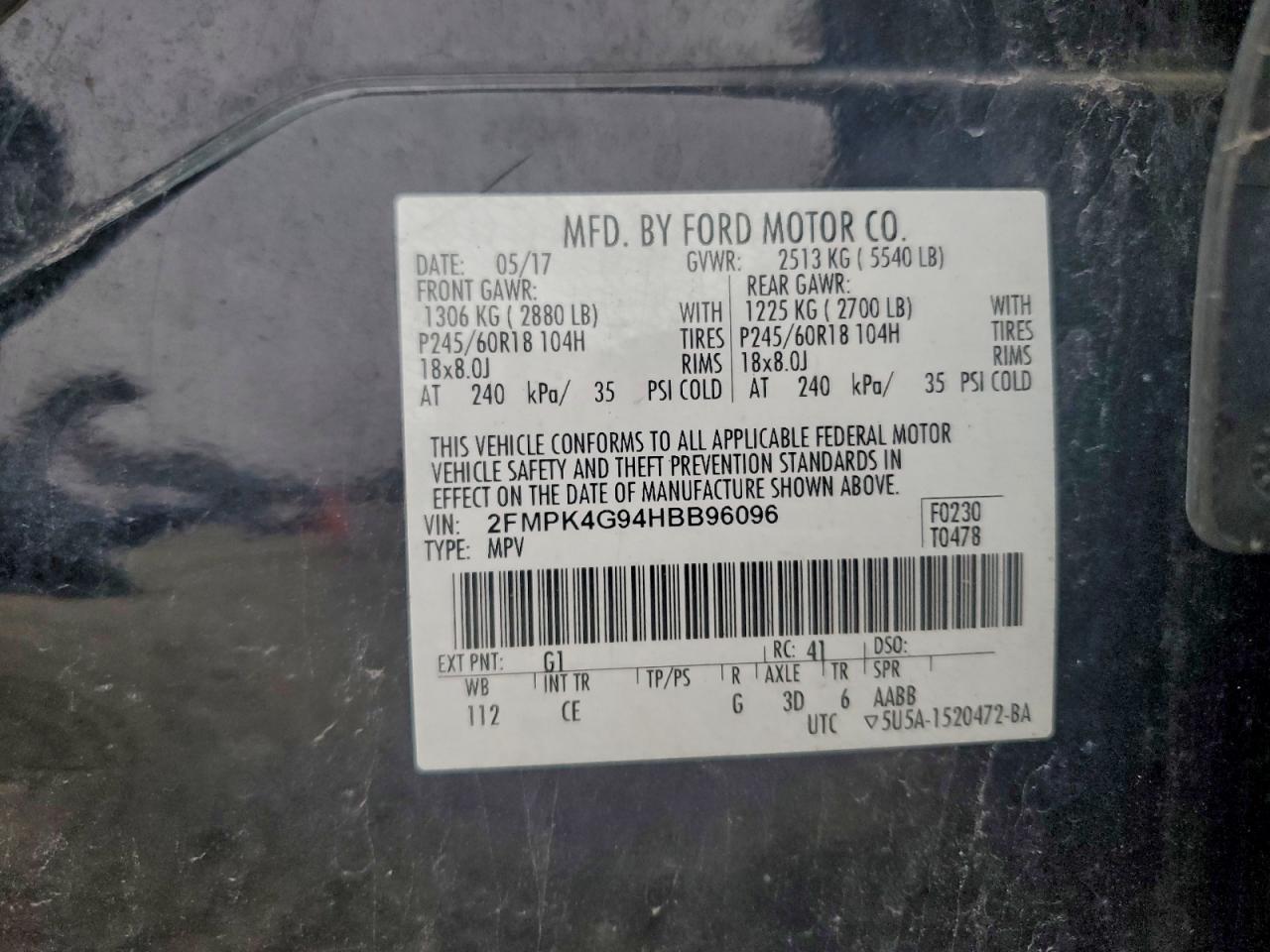 2017 FORD EDGE SE photo 13