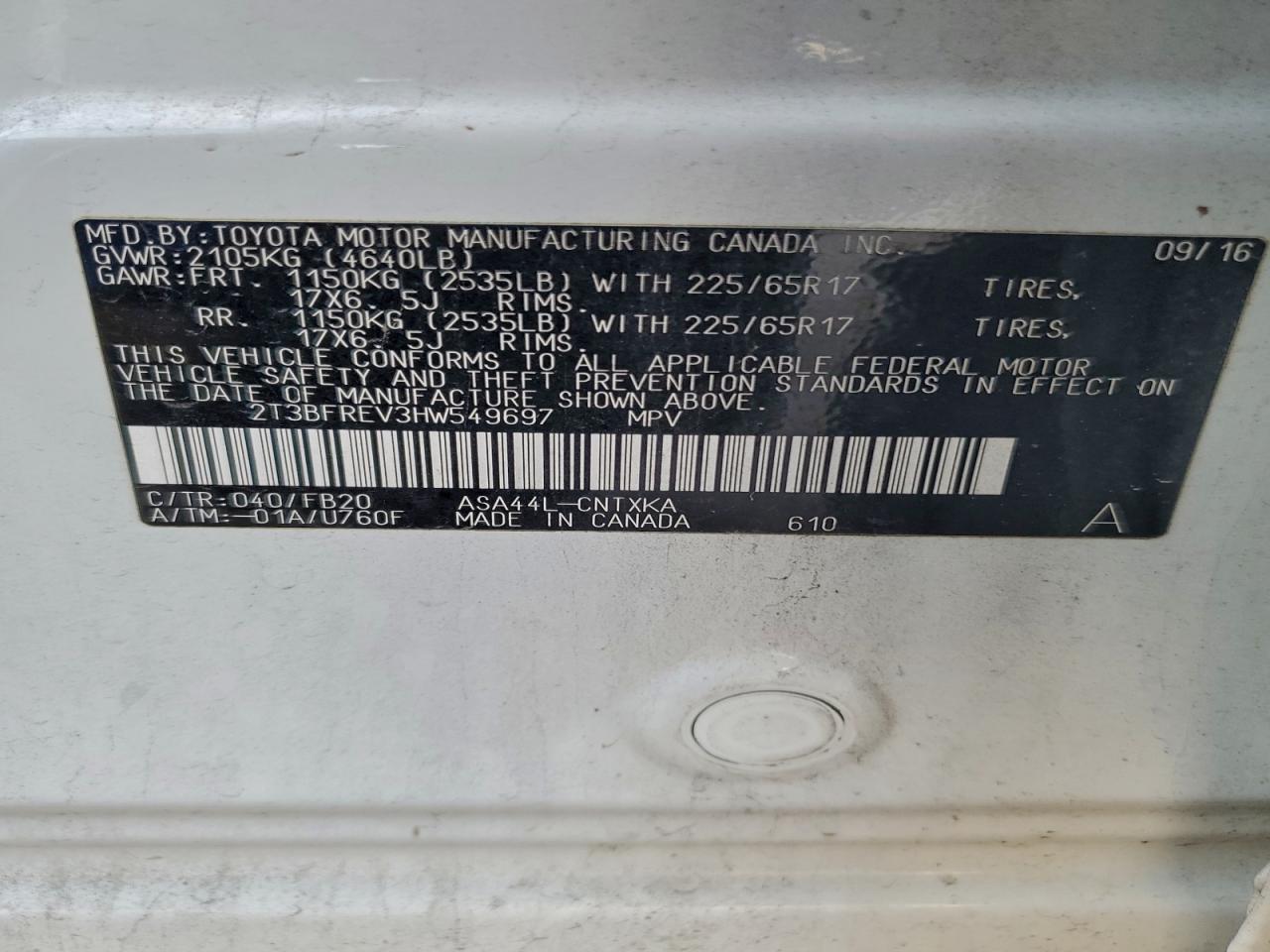 2017 TOYOTA RAV4 LE photo 13
