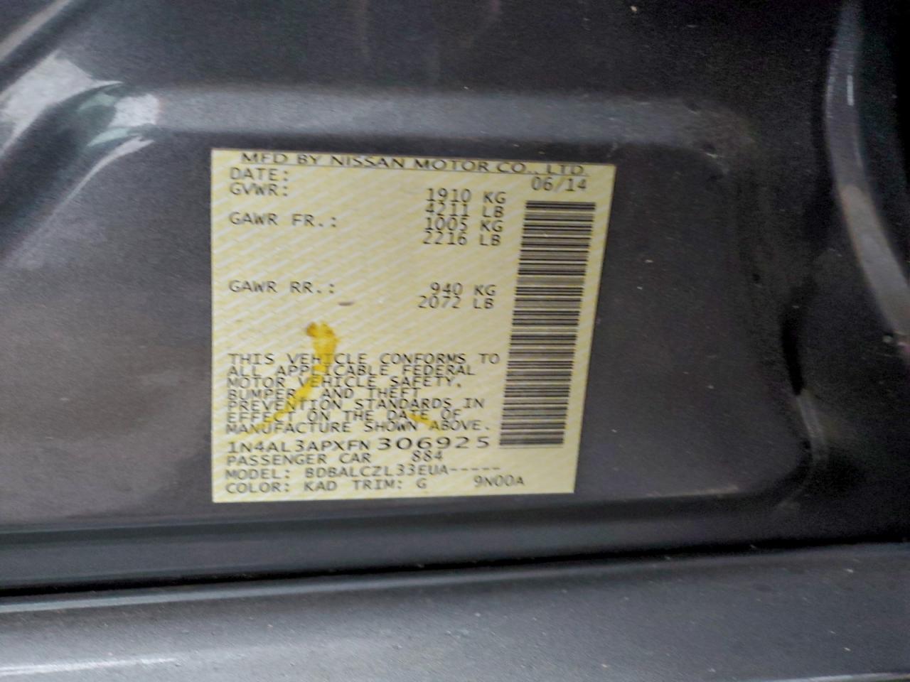 2015 NISSAN ALTIMA 2.5 photo 12
