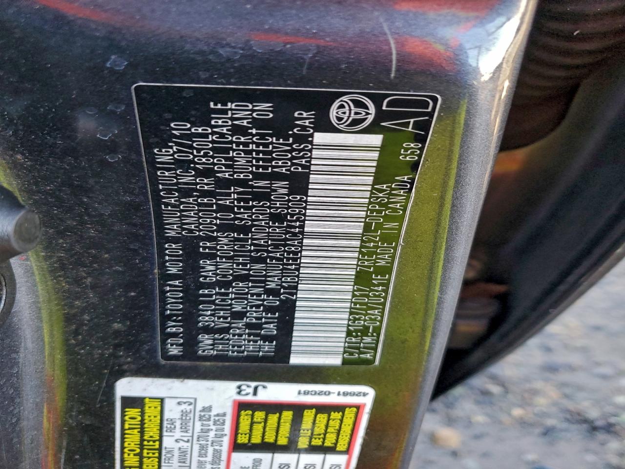 2010 TOYOTA COROLLA BASE photo 13