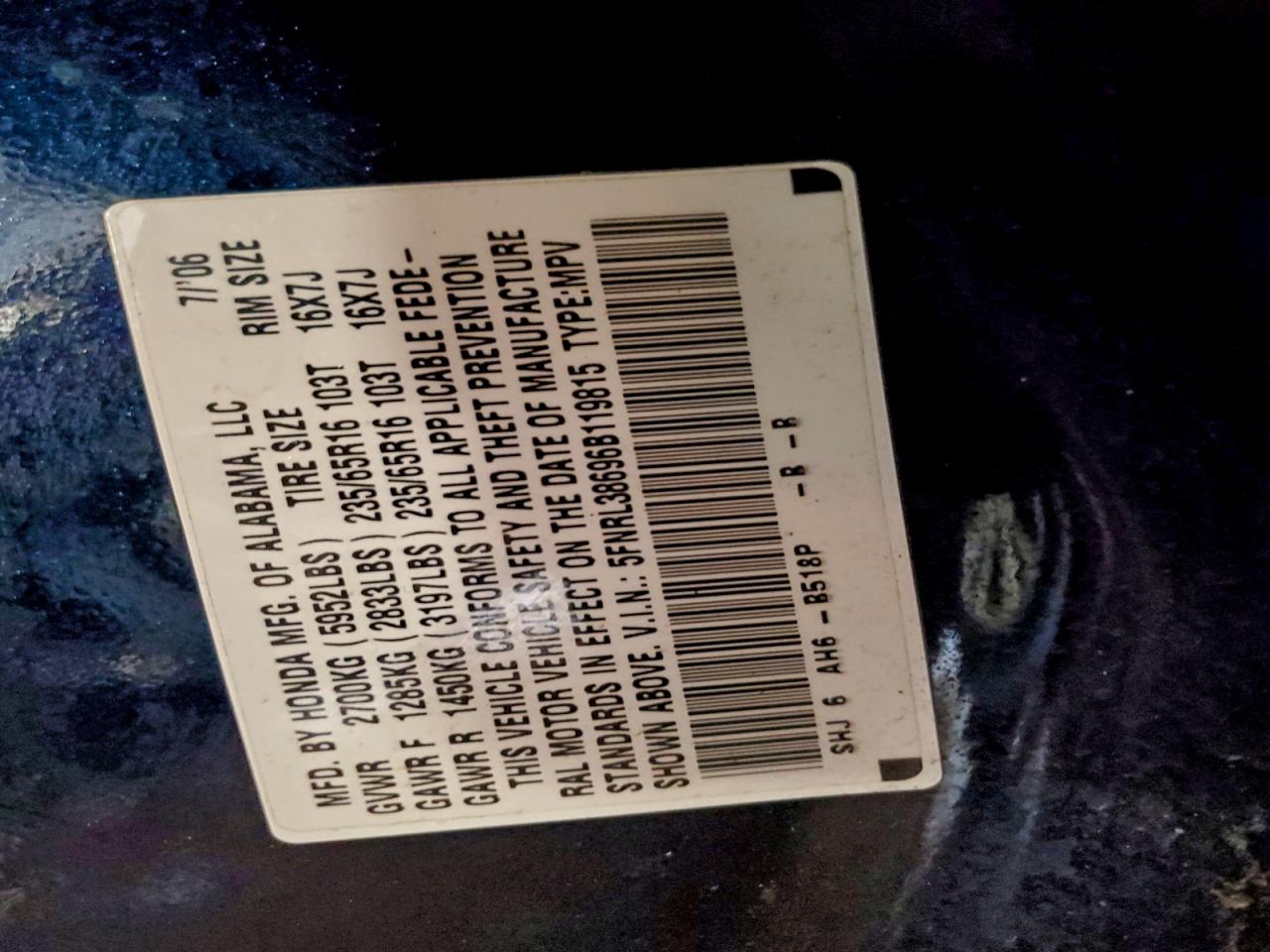 2006 HONDA ODYSSEY EXL photo 13