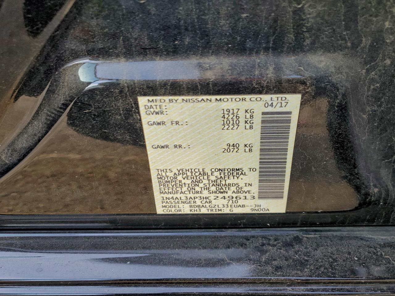 2017 NISSAN ALTIMA 2.5 photo 12