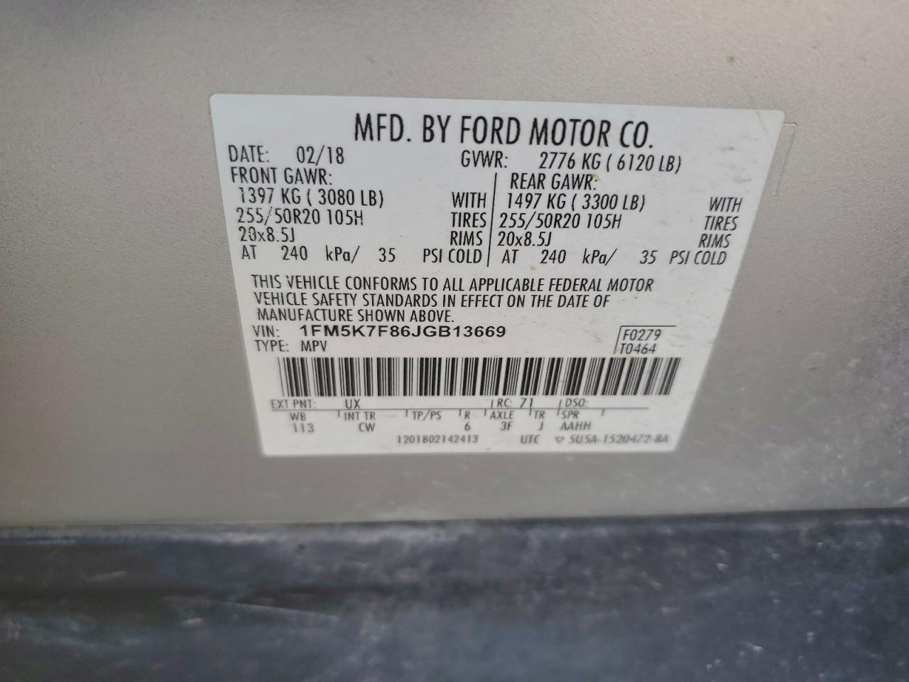 2018 FORD EXPLORER LIMITED photo 40