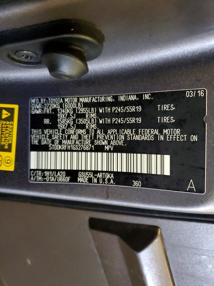 2016 TOYOTA HIGHLANDER LIMITED photo 13