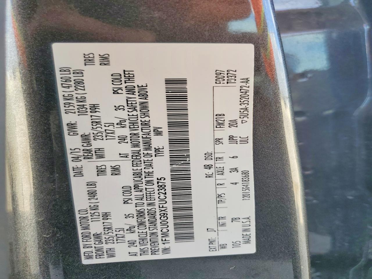 2015 FORD ESCAPE SE photo 13