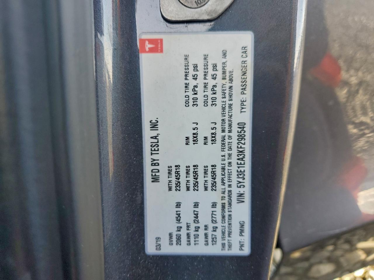 2019 TESLA MODEL 3 photo 37