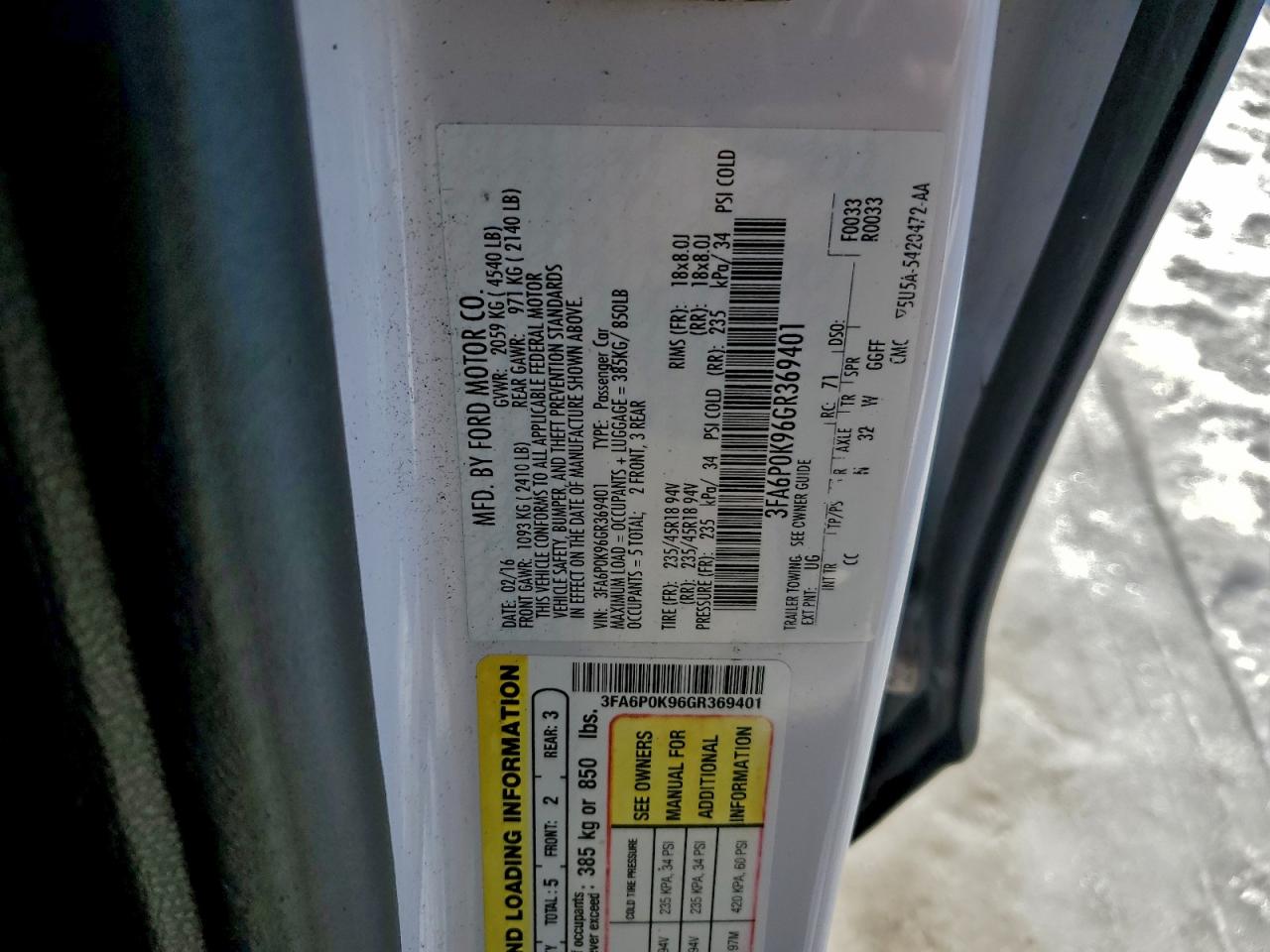 2016 FORD FUSION TITANIUM photo 12