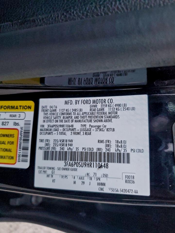 2017 FORD FUSION TITANIUM PHEV photo 13