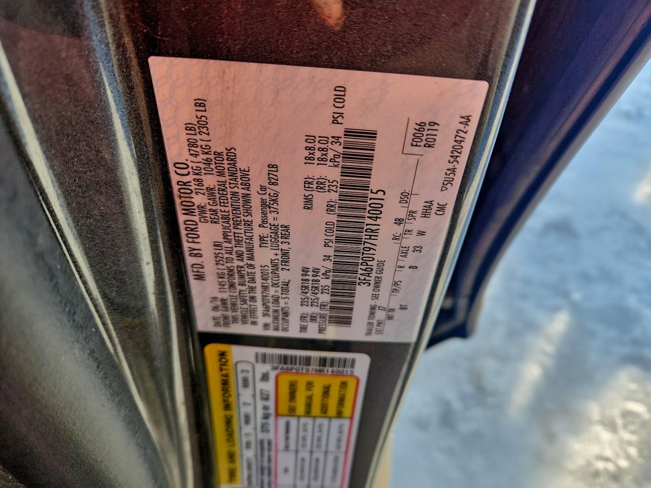 2017 FORD FUSION SE photo 23