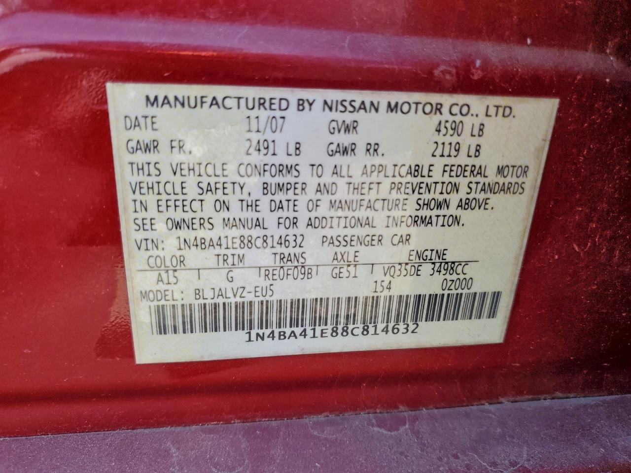 2008 NISSAN MAXIMA SE photo 12