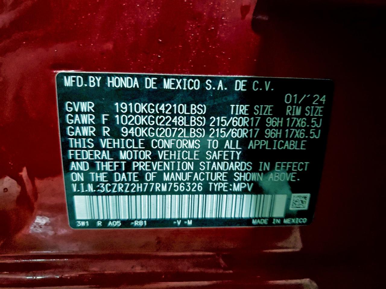 2024 HONDA HR-V EXL photo 13
