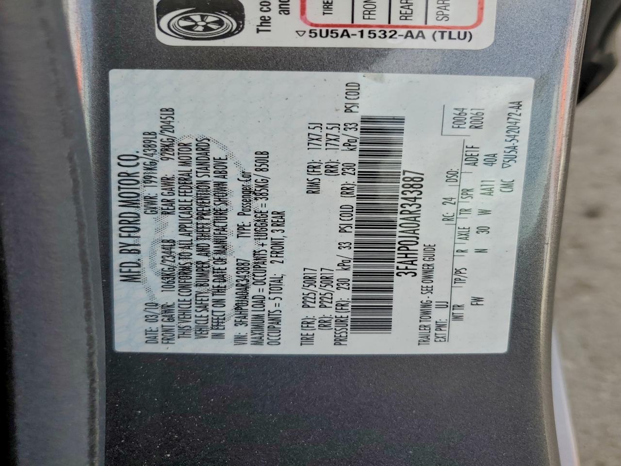 2010 FORD FUSION SEL photo 12
