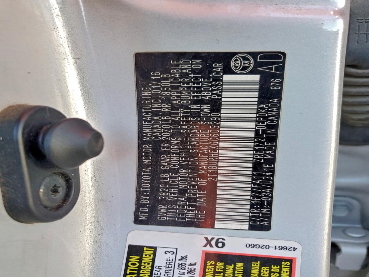 2016 TOYOTA COROLLA L photo 13